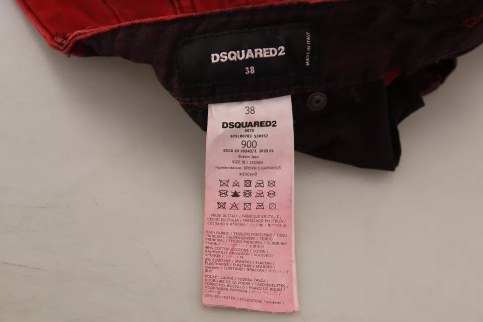 Dsquared² Red Low Waist Cotton Stretch Skinny Pants by Dsquared²