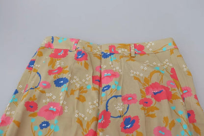 Dsquared² Beige Floral High Waist Straight Pants by Dsquared²