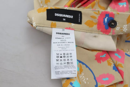 Dsquared² Beige Floral High Waist Straight Pants by Dsquared²