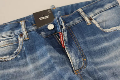 Dsquared² Blue Washed Cotton Mid Waist Flared Denim Jeans by Dsquared²