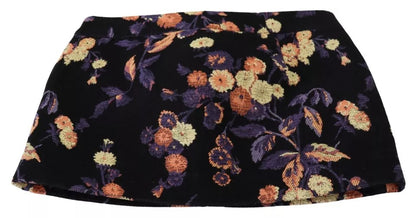 Mini-jupe trapèze taille mi-haute à broderies florales noires Dsquared²