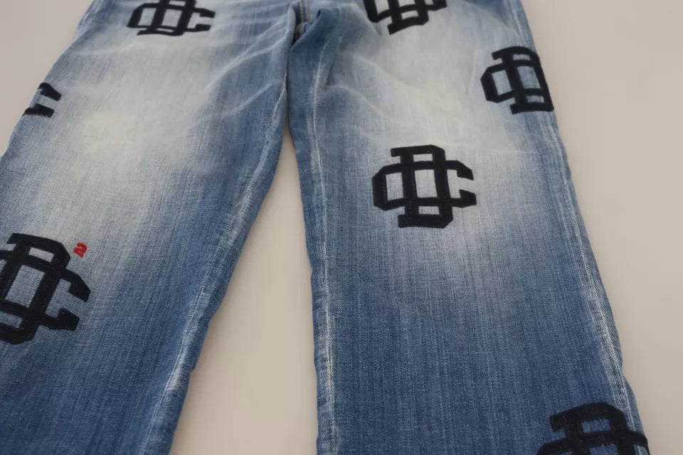 Dsquared² Blue Washed High Waist Straight Denim Boston Jeans by Dsquared²