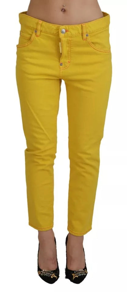 Dsquared² Yellow Cotton Low Waist Crop Denim Cool Girl Jeans by Dsquared²