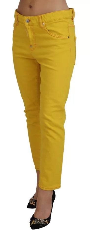 Dsquared² Yellow Cotton Low Waist Crop Denim Cool Girl Jeans by Dsquared²