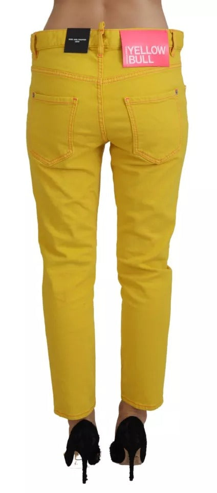 Dsquared² Yellow Cotton Low Waist Crop Denim Cool Girl Jeans by Dsquared²