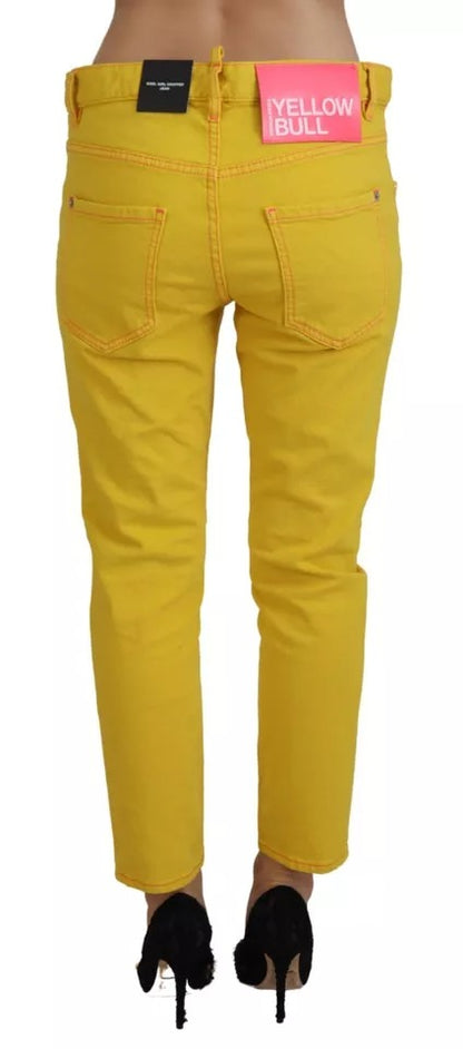 Dsquared² Yellow Cotton Low Waist Crop Denim Cool Girl Jeans by Dsquared²