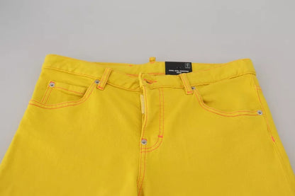 Dsquared² Yellow Cotton Low Waist Crop Denim Cool Girl Jeans by Dsquared²