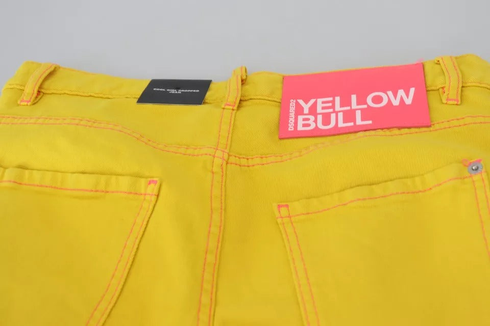 Dsquared² Yellow Cotton Low Waist Crop Denim Cool Girl Jeans by Dsquared²