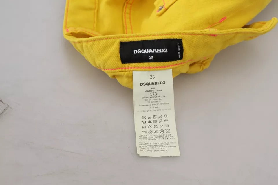 Dsquared² Yellow Cotton Low Waist Crop Denim Cool Girl Jeans by Dsquared²