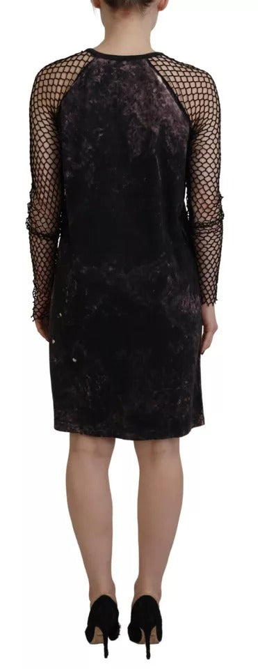 Dsquared² Black Tie Dye Mesh Long Sleeves Cotton Shift Dress by Dsquared²