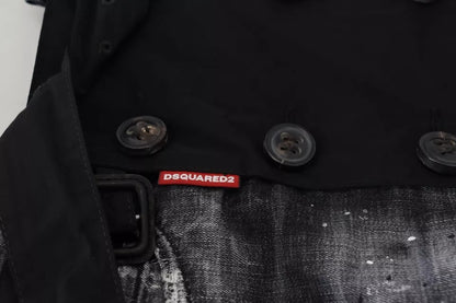 Mini-jupe trapèze taille mi-haute en jean noir effet vieilli Dsquared²