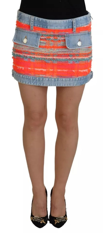 Jupe trapèze taille basse en denim multicolore Dsquared²