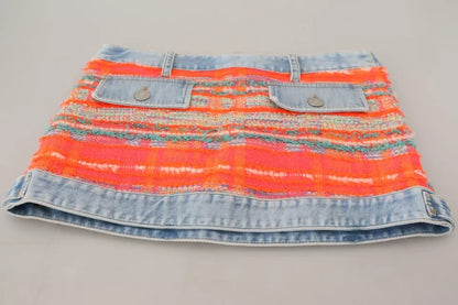 Jupe trapèze taille basse en denim multicolore Dsquared²