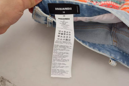 Jupe trapèze taille basse en denim multicolore Dsquared²