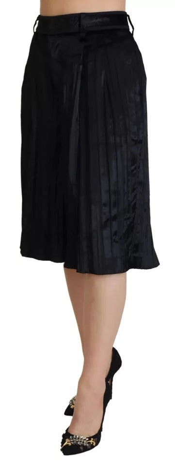 Dsquared² Black Pleated High Waist Wide Leg Cropped Pants by Dsquared²
