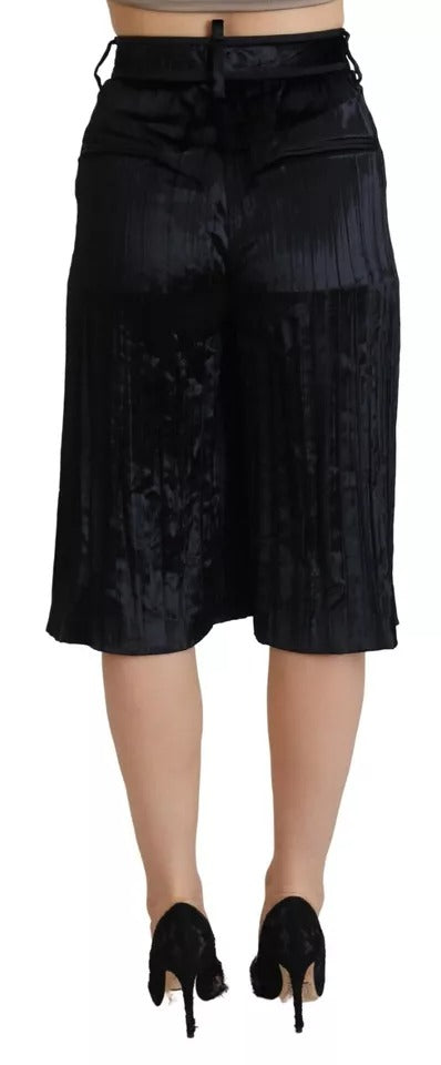Dsquared² Black Pleated High Waist Wide Leg Cropped Pants by Dsquared²