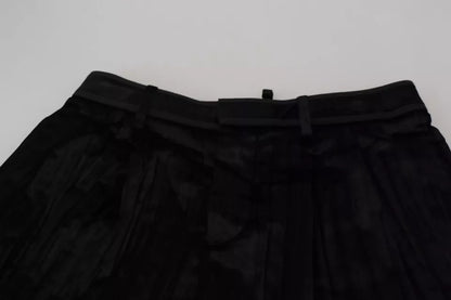 Dsquared² Black Pleated High Waist Wide Leg Cropped Pants by Dsquared²