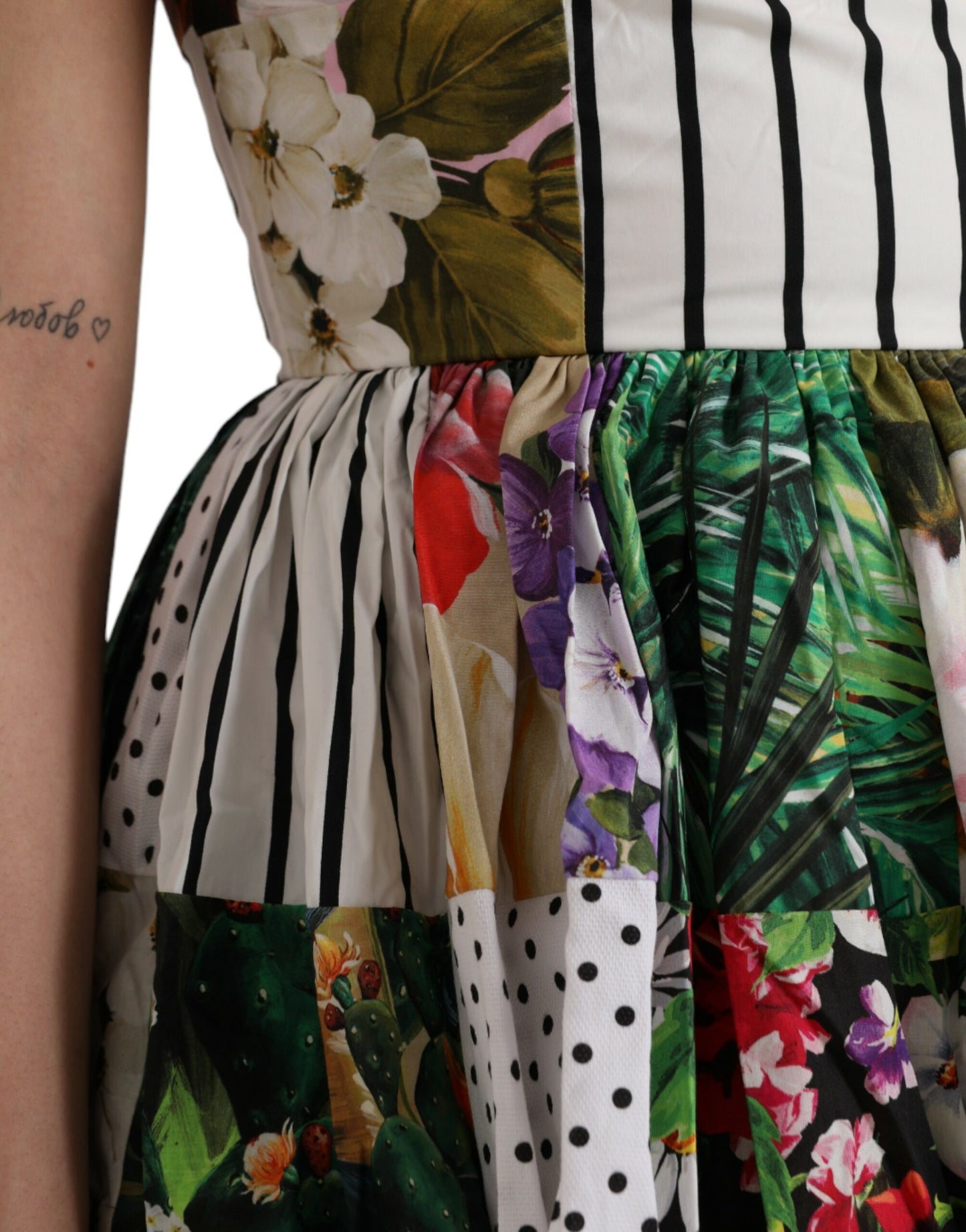Dolce & Gabbana Multicolor Patchwork Cotton Aline Mini Dress by Dolce & Gabbana
