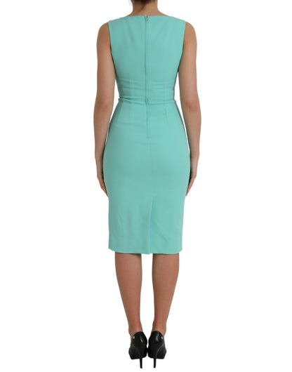 Dolce & Gabbana Green Viscose Sleeveless Bodycon Midi Dress by Dolce & Gabbana