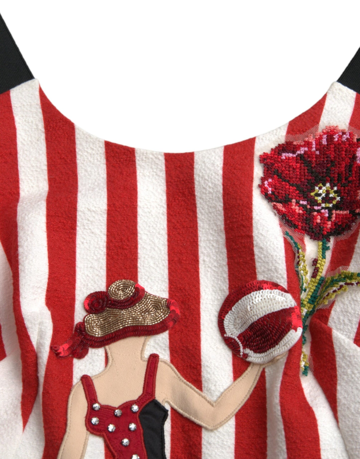 Dolce & Gabbana Red White Floral Sleeveless Sheath Midi Dress by Dolce & Gabbana