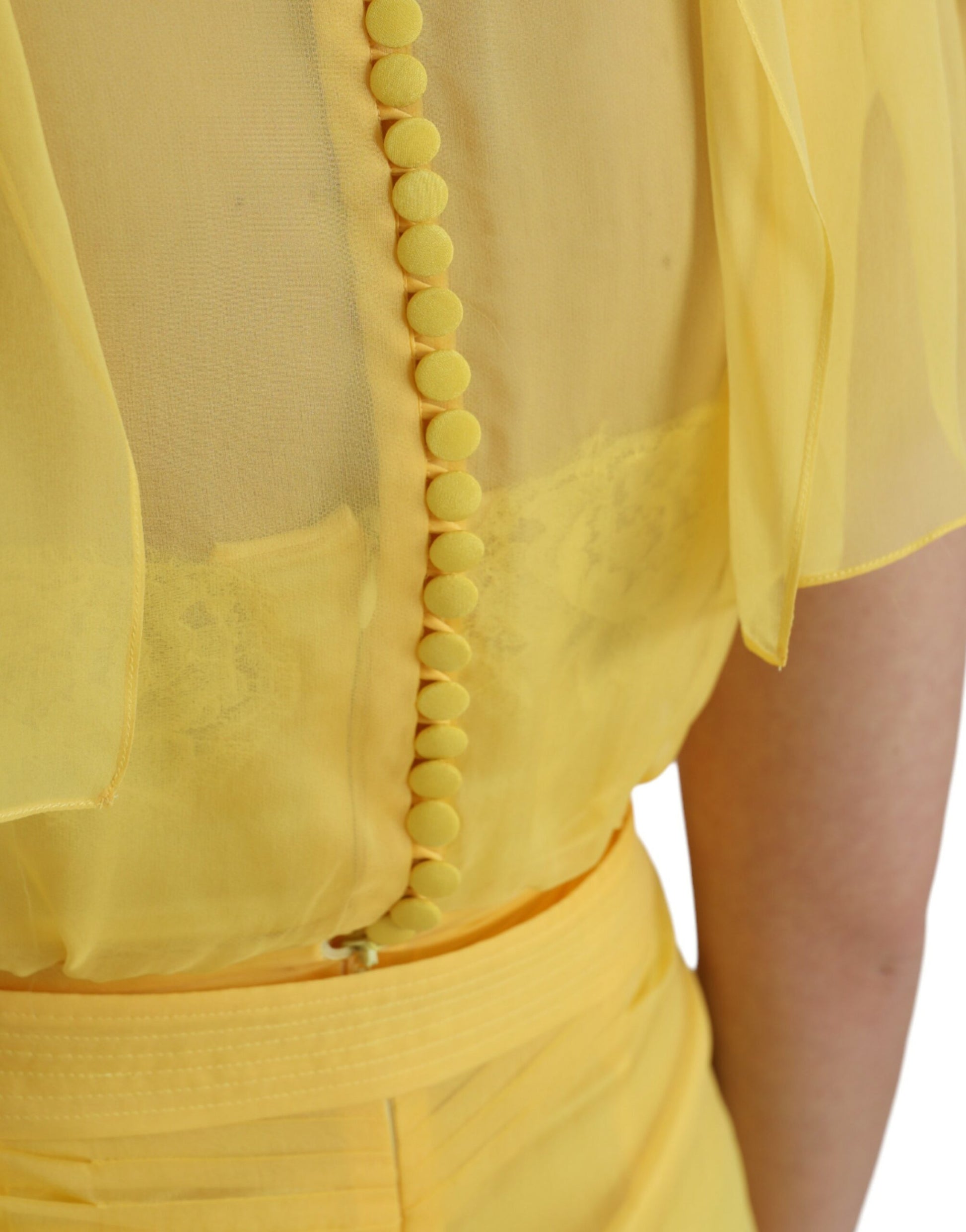 Dolce & Gabbana Yellow Silk Sheath Belted Long Maxi Dress by Dolce & Gabbana
