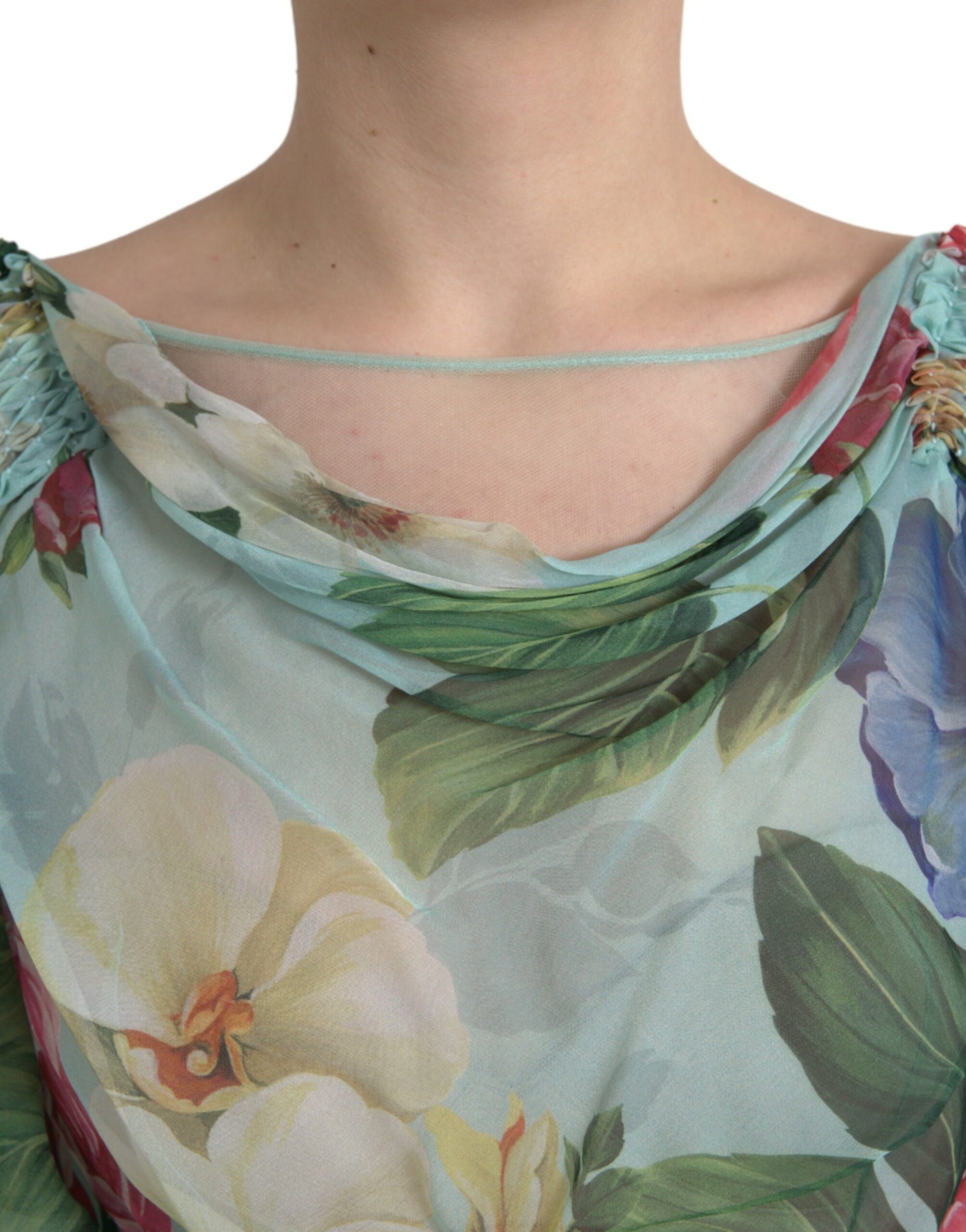 Dolce & Gabbana Blue Floral Print Tiered Long Maxi Dress by Dolce & Gabbana
