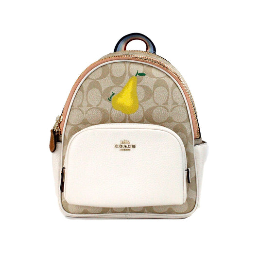 Sac à dos à bandoulière COACH Mini Court Signature Motif Poire, sac à dos, sac à dos, couleur caramel craie