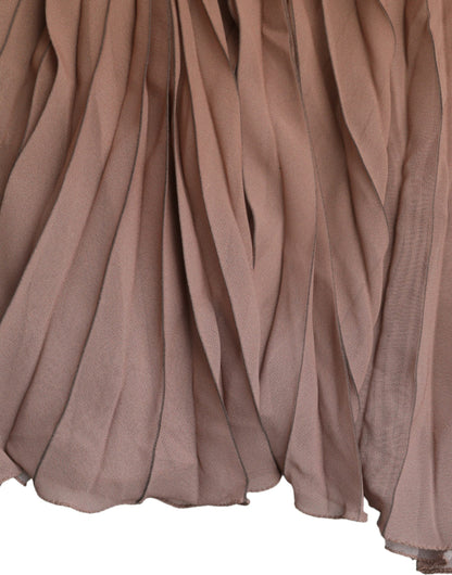 Jupe midi plissée taille haute en polyester marron Dolce &amp; Gabbana