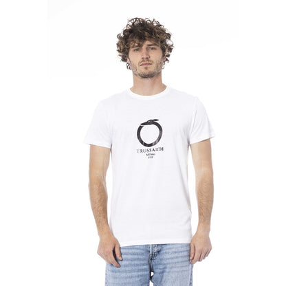 Trussardi Beachwear White Cotton T-Shirt by Trussardi Beachwear