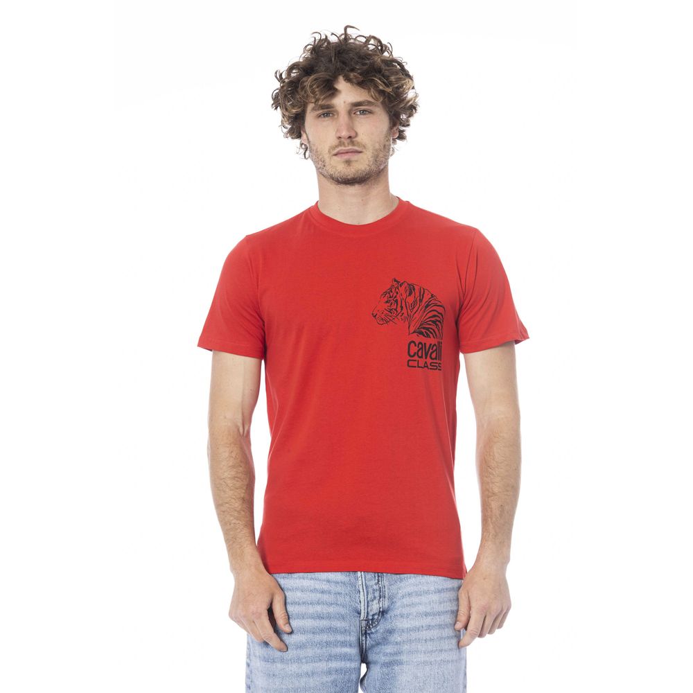Cavalli Class Red Cotton Men T-Shirt by Cavalli Class