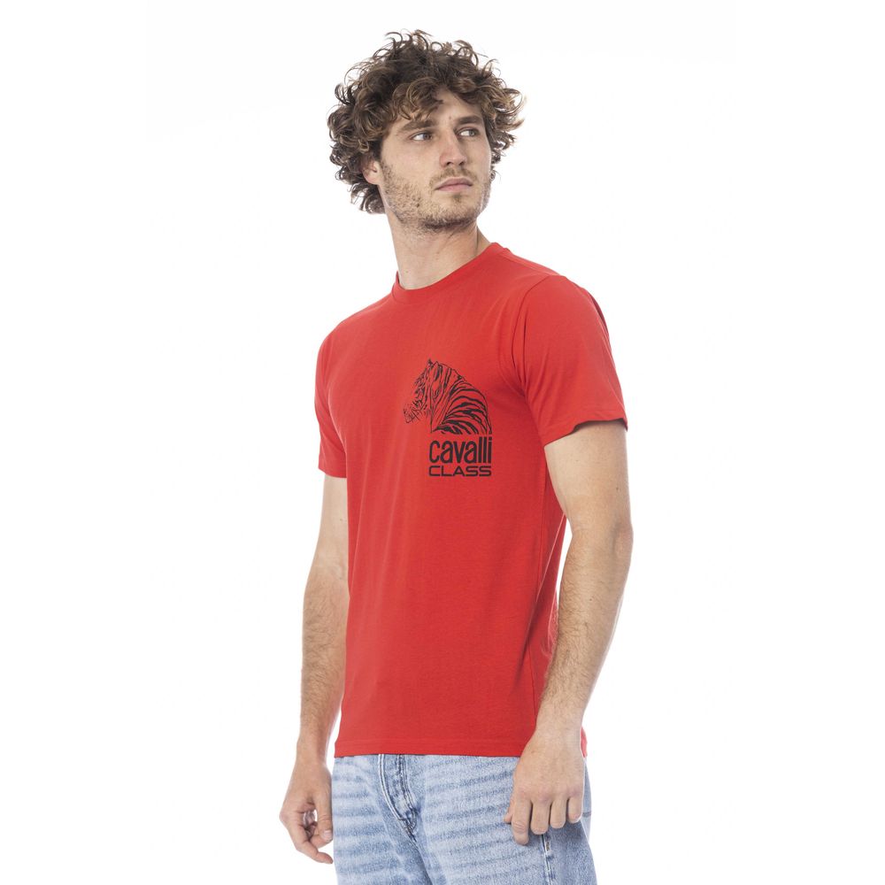 Cavalli Class Red Cotton Men T-Shirt by Cavalli Class