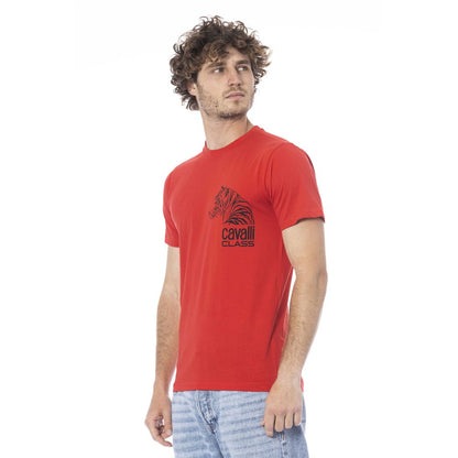 Cavalli Class Red Cotton Men T-Shirt by Cavalli Class