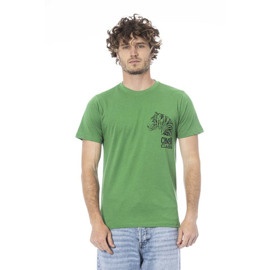 Cavalli Class Green Cotton Men T-Shirt by Cavalli Class