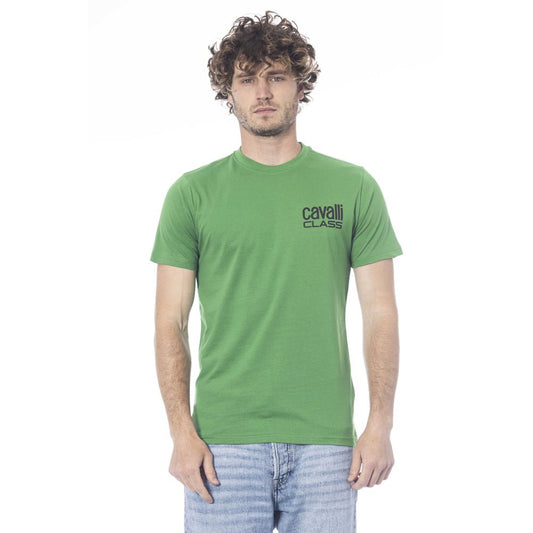 Cavalli Class Green Cotton Men T-Shirt by Cavalli Class
