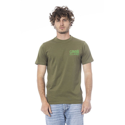 Cavalli Class Green Cotton Men T-Shirt by Cavalli Class