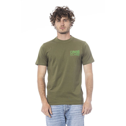 Cavalli Class Green Cotton Men T-Shirt by Cavalli Class