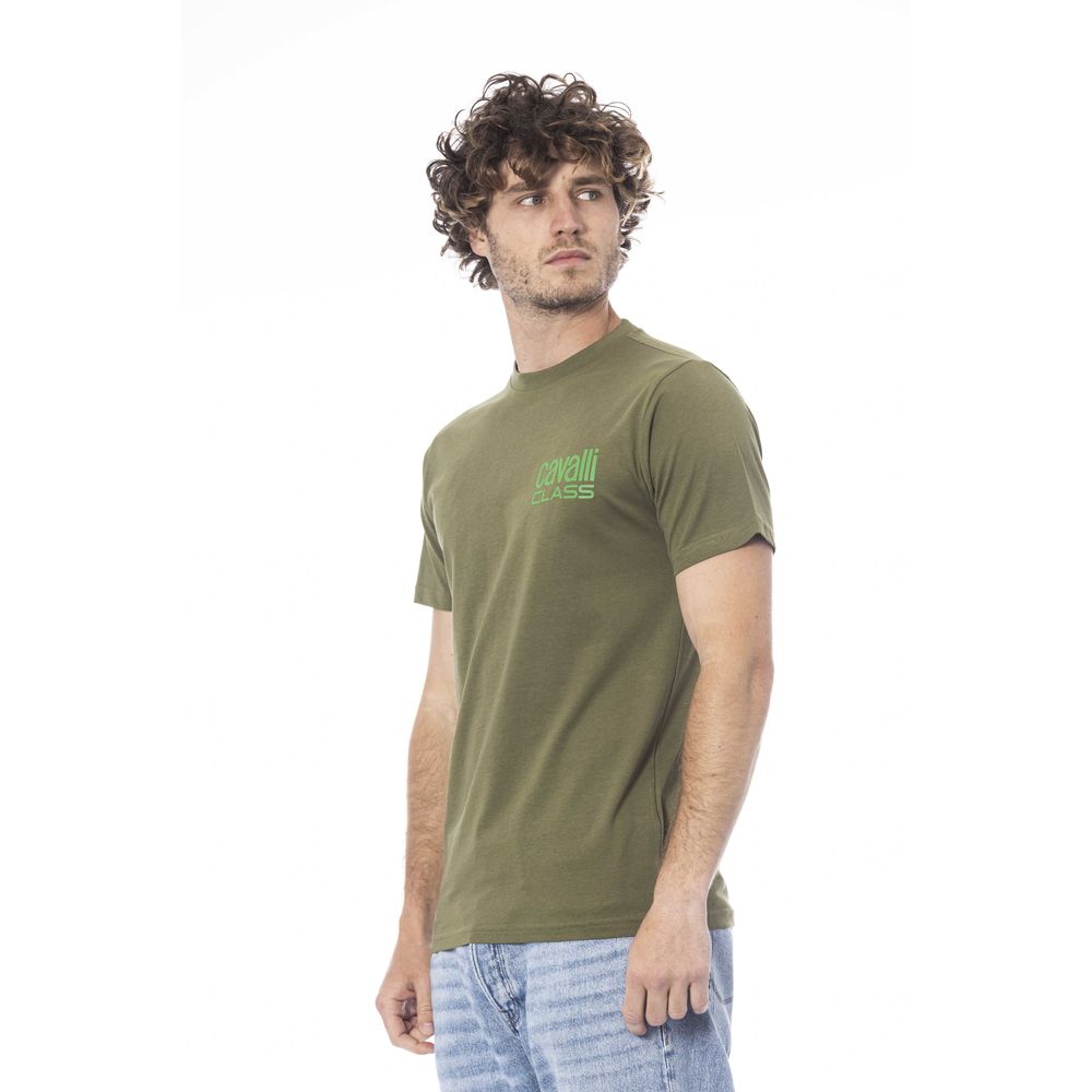 Cavalli Class Green Cotton Men T-Shirt by Cavalli Class