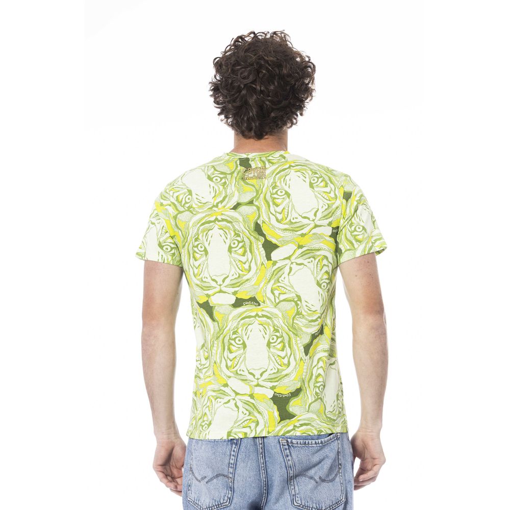 Cavalli Class Green Cotton Men T-Shirt by Cavalli Class