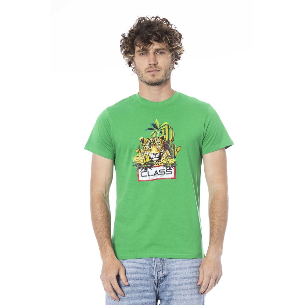 Cavalli Class Green Cotton Men T-Shirt by Cavalli Class