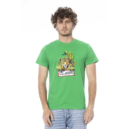 Cavalli Class Green Cotton Men T-Shirt by Cavalli Class