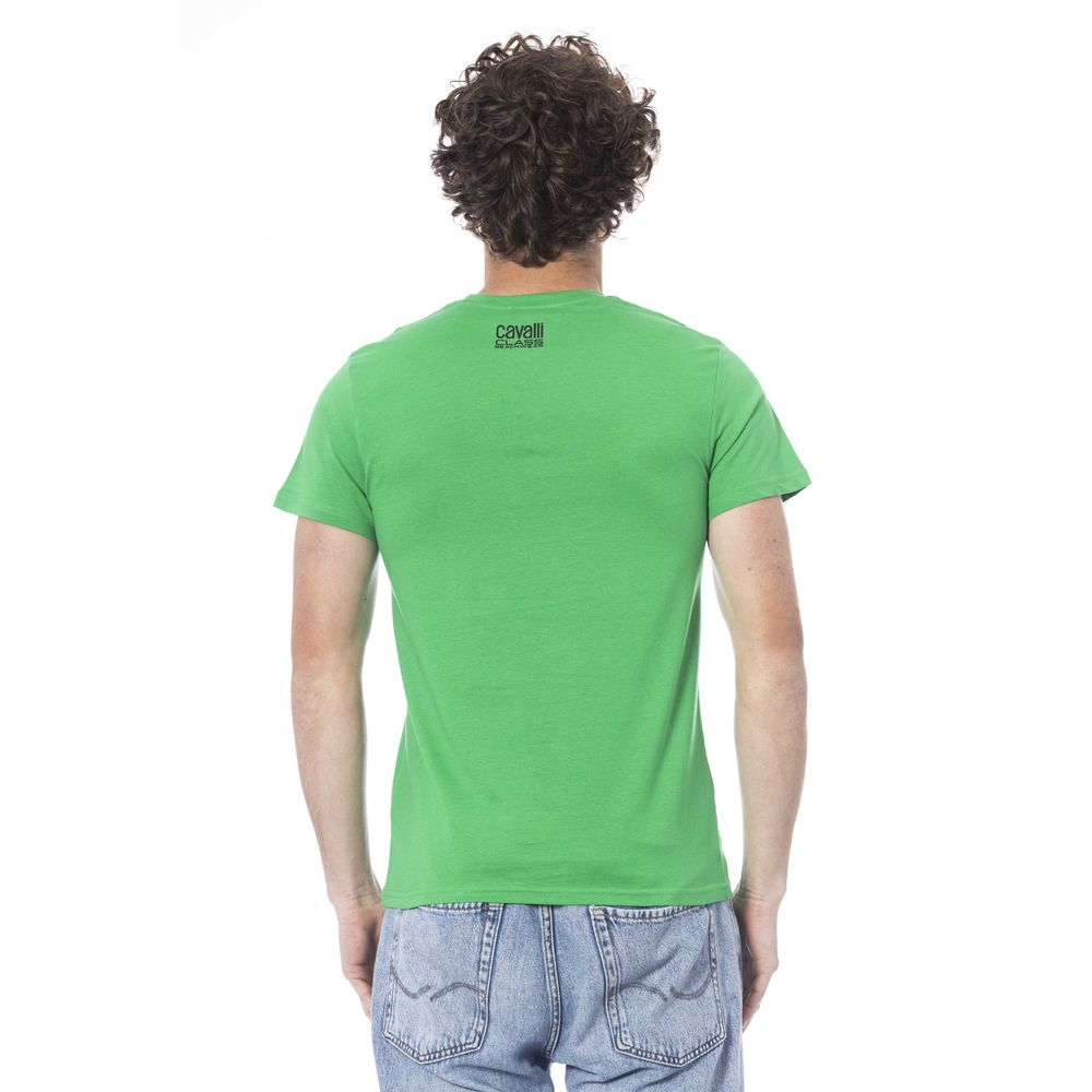 Cavalli Class Green Cotton Men T-Shirt by Cavalli Class