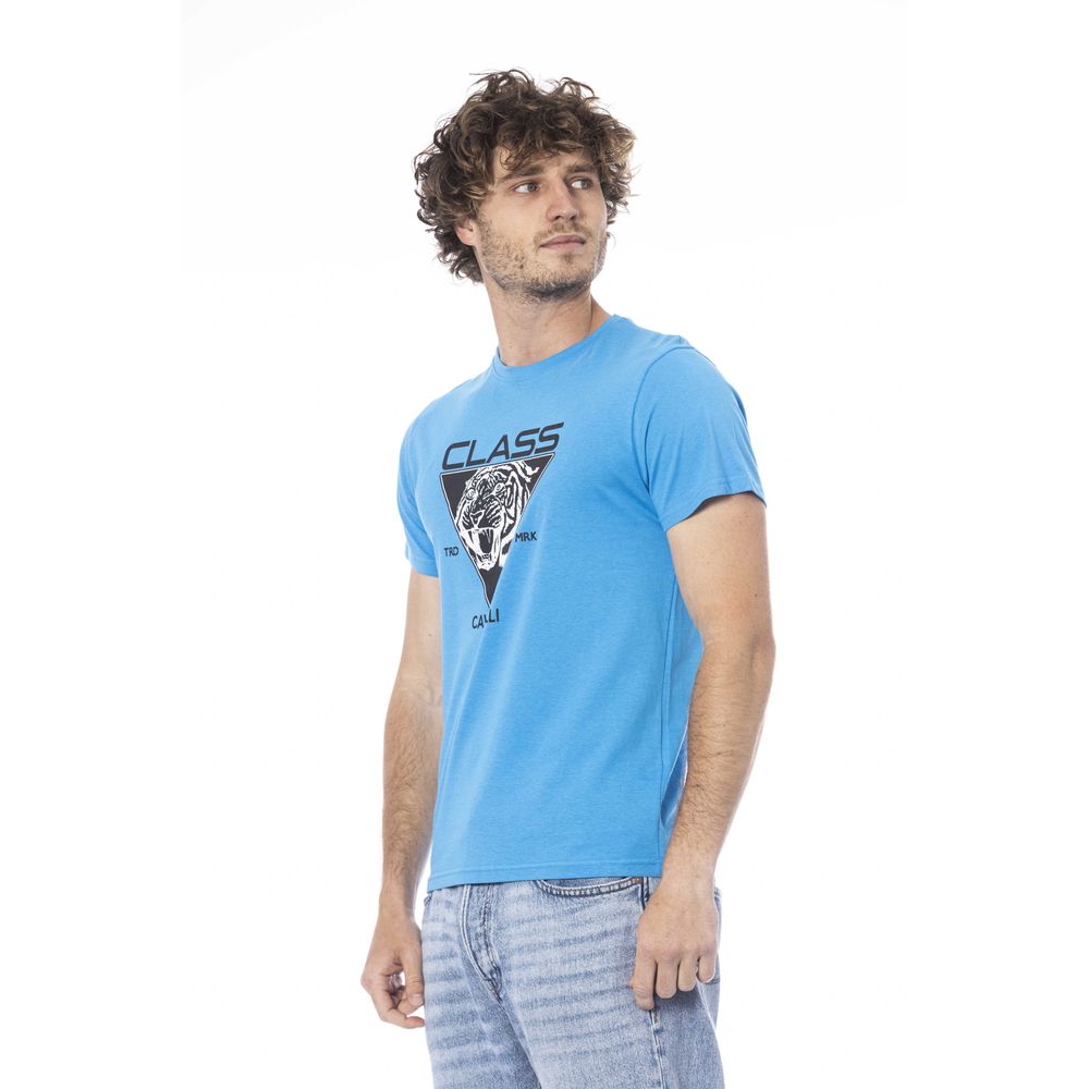 Cavalli Class Light Blue Cotton Men T-Shirt by Cavalli Class