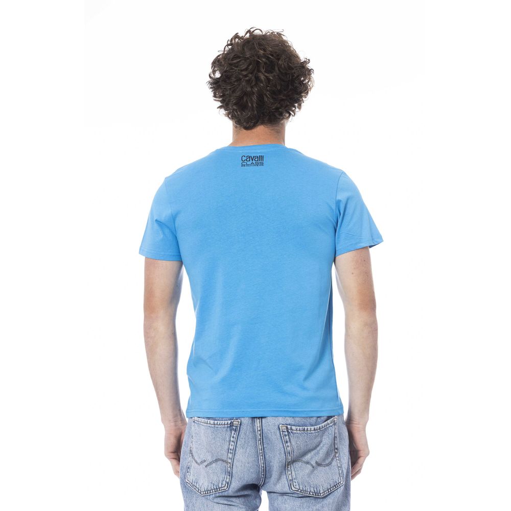 Cavalli Class Light Blue Cotton Men T-Shirt by Cavalli Class