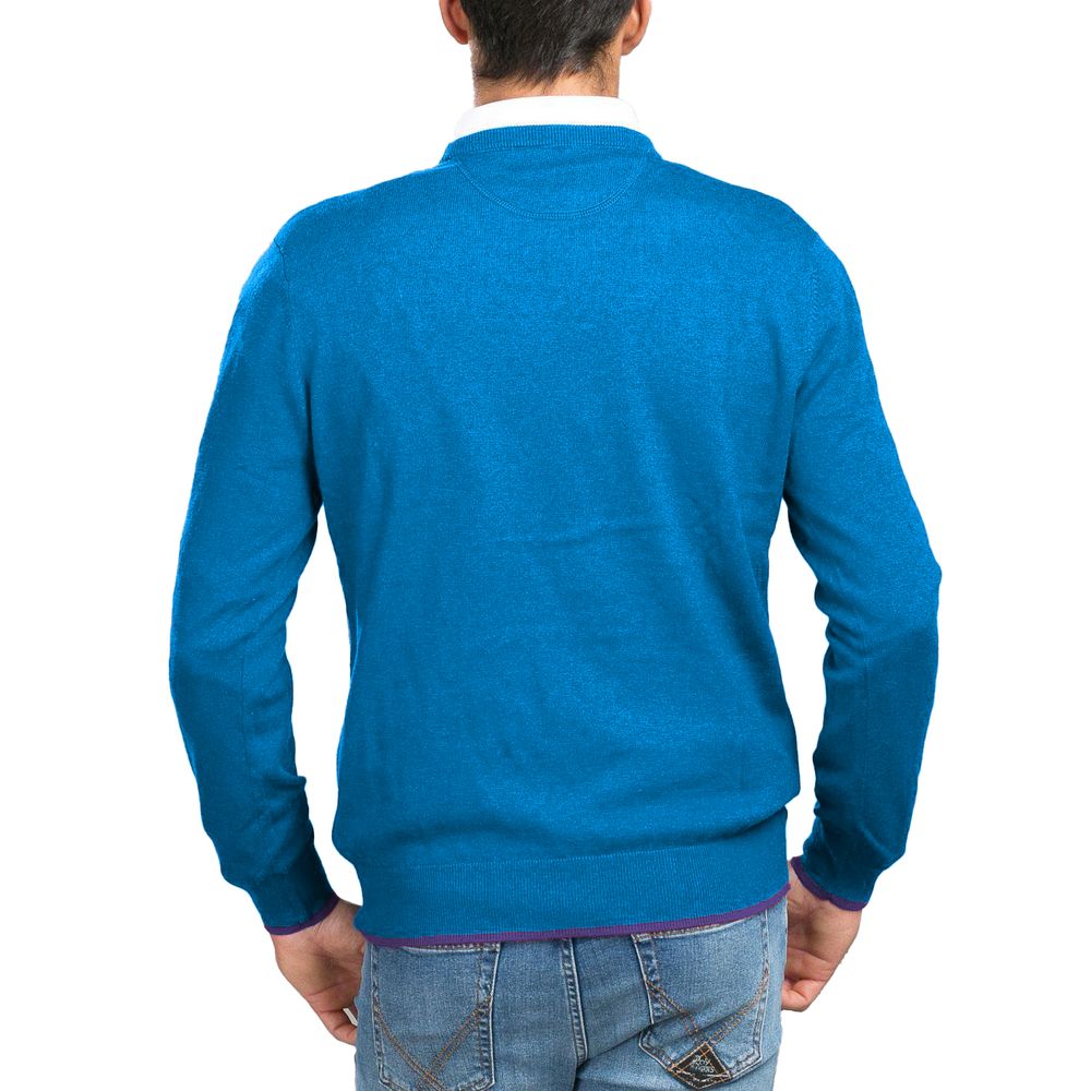 La Martina Blue Cotton Men Sweater by La Martina