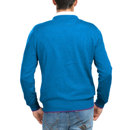 La Martina Blue Cotton Men Sweater by La Martina