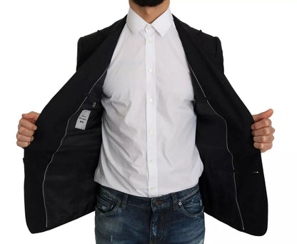 Dolce &amp; Gabbana Blue Jacquard Slim Floral Jacket Blazer