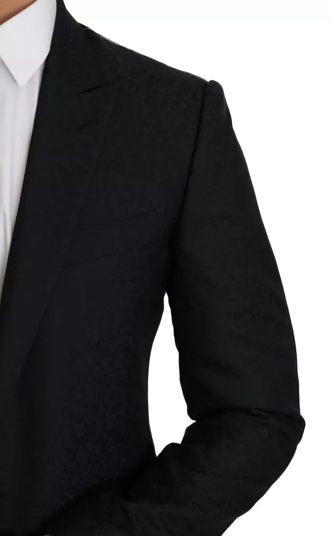 Dolce & Gabbana Blue Jacquard Slim Floral Jacket Blazer by Dolce & Gabbana