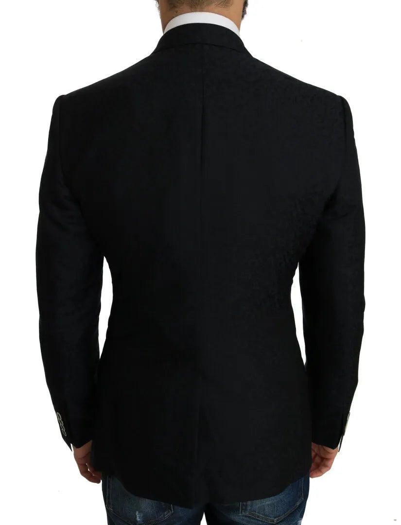 Dolce & Gabbana Blue Jacquard Slim Floral Jacket Blazer by Dolce & Gabbana