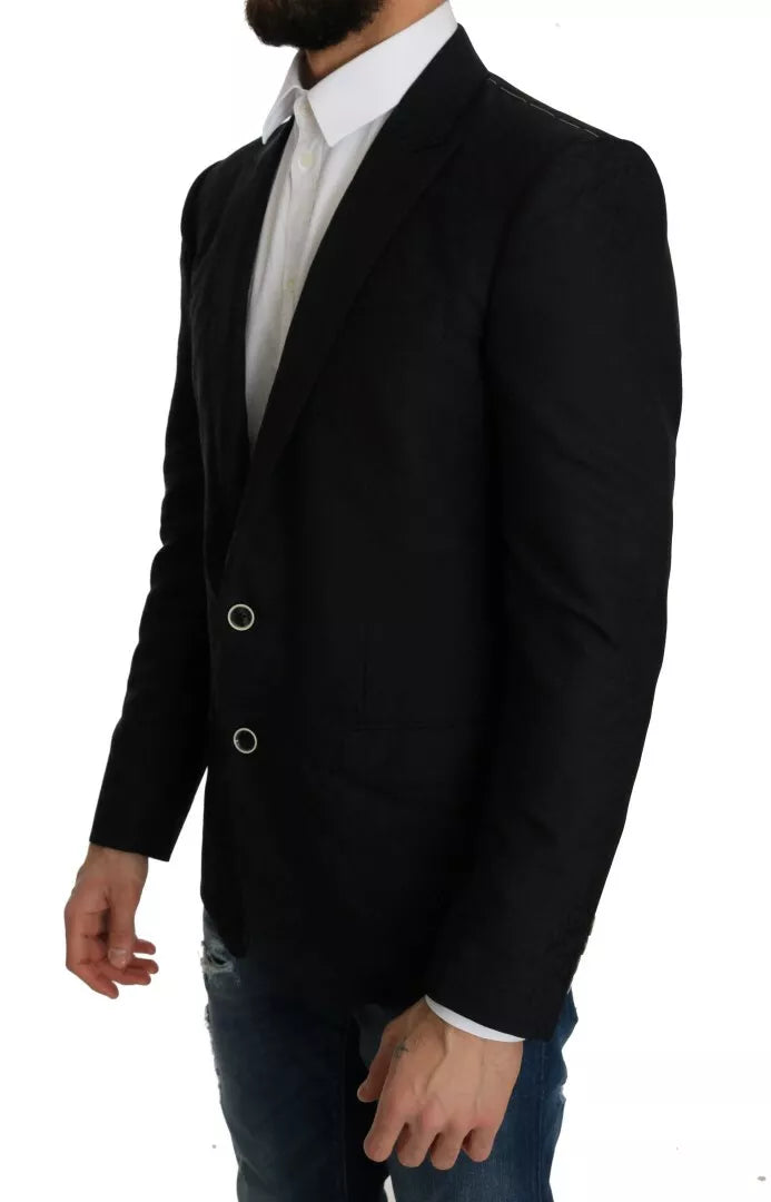 Dolce & Gabbana Blue Jacquard Slim Floral Jacket Blazer by Dolce & Gabbana