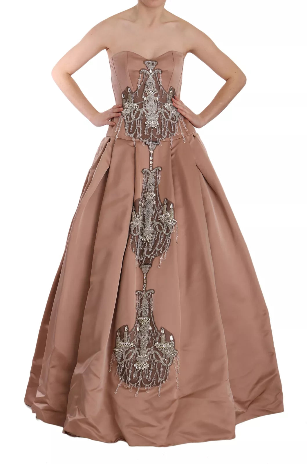 Dolce & Gabbana Crystal Pink Silk Chandelier Ball Gown Dress by Dolce & Gabbana